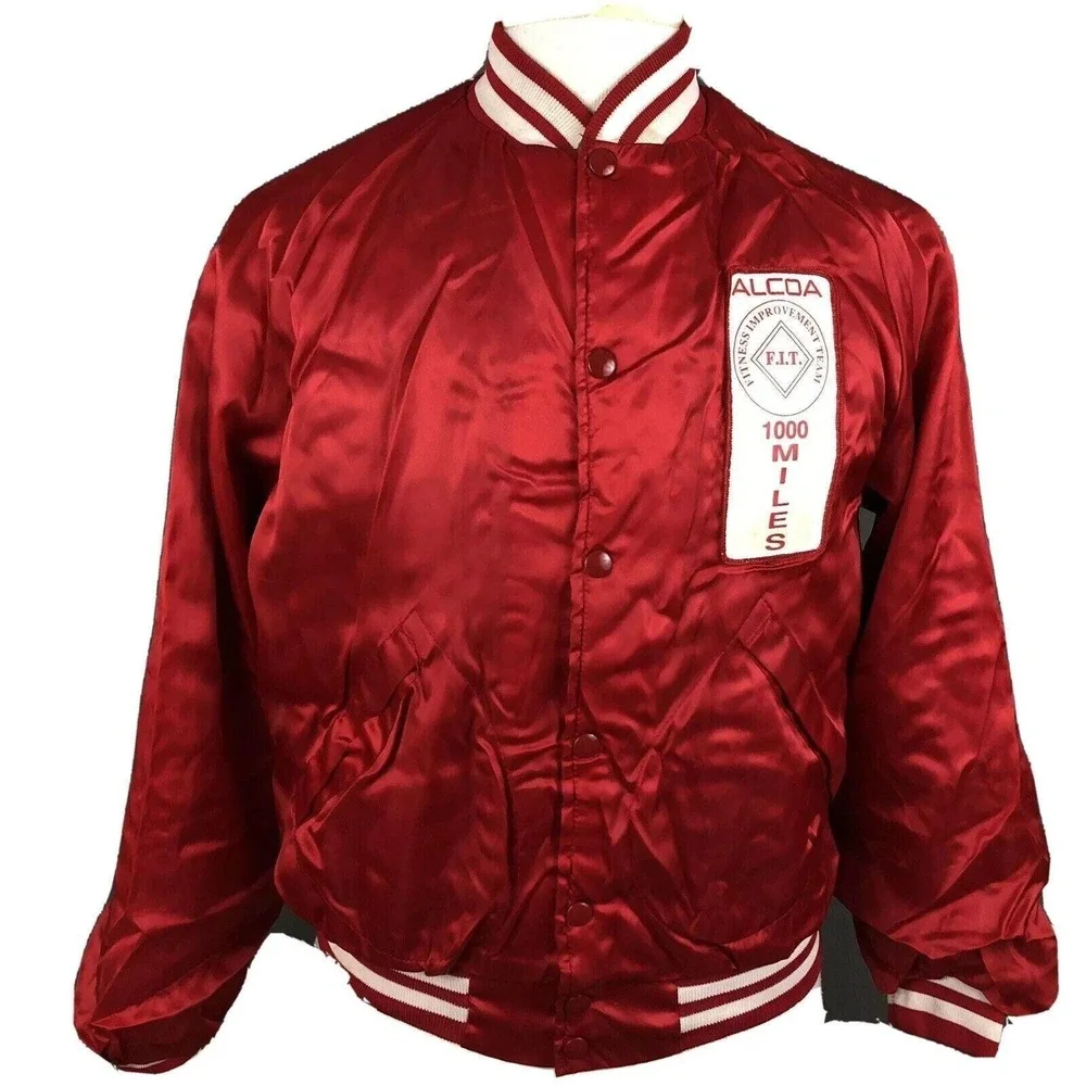 Alcoa Aluminum Co Vintage‎ 80s Satin Bomber Jacket Medium FIT Team Coat Pla-Jac